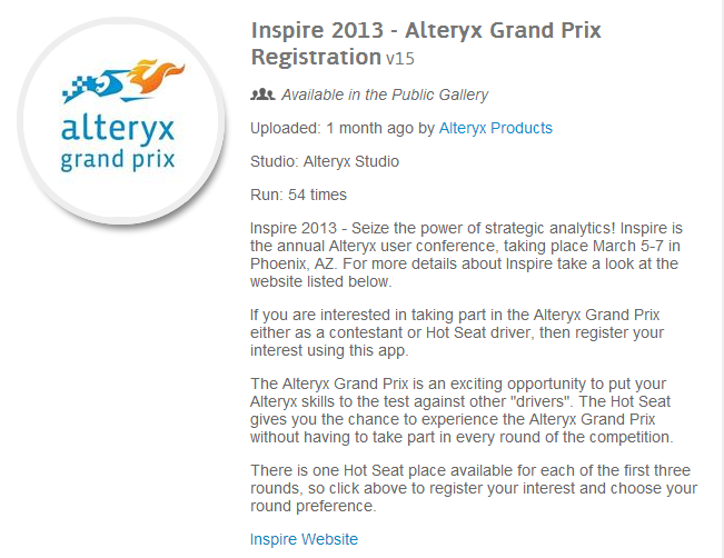 Alteryx Grand Prix App