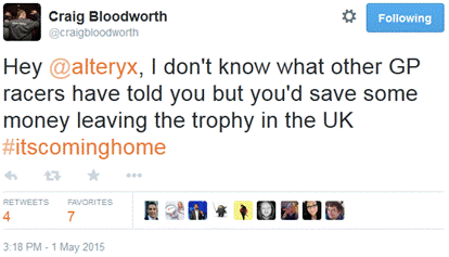 Alteryx Grand Prix tweet
