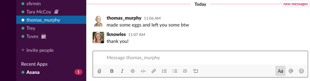 A slack message from the basement. We take separating work from home life very seriously ;-)