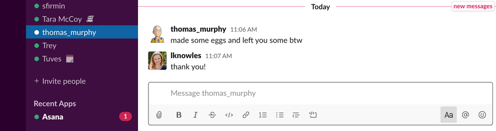 A slack message from the basement. We take separating work from home life very seriously ;-)