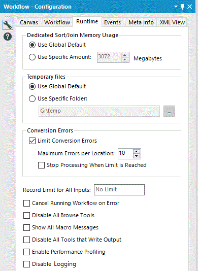 Disable Logging with check box