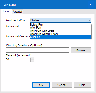 Event Run Options- Multiple scenario options