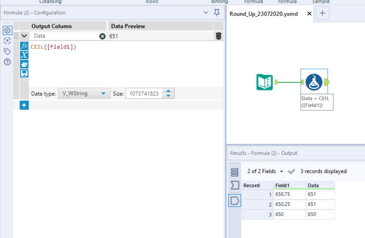 Solved Round up Formula required Alteryx Community