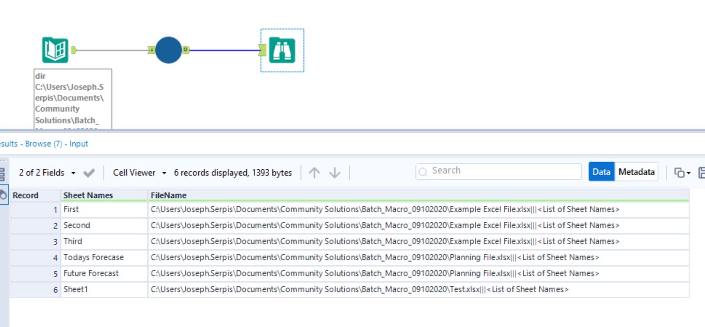 Solved List The Excel Worksheet Names With A Batch Macro Alteryx Community