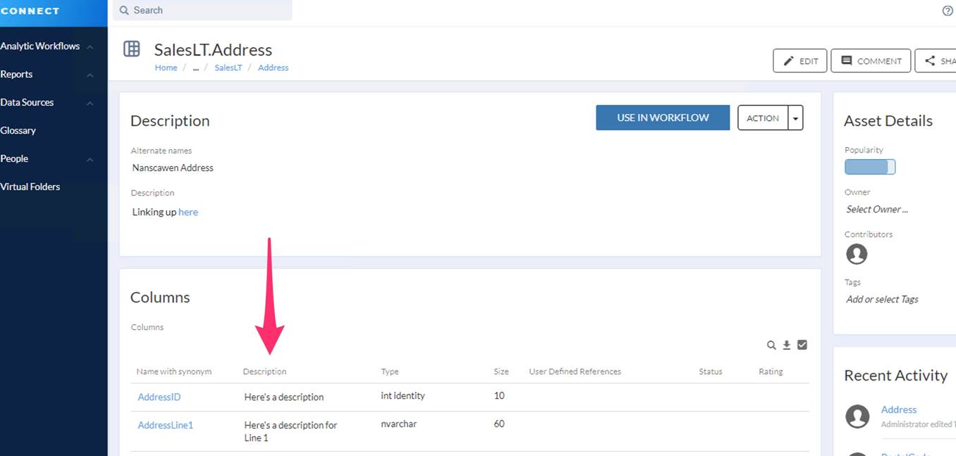 Bring metadata descriptions from Connect into work... - Alteryx Community