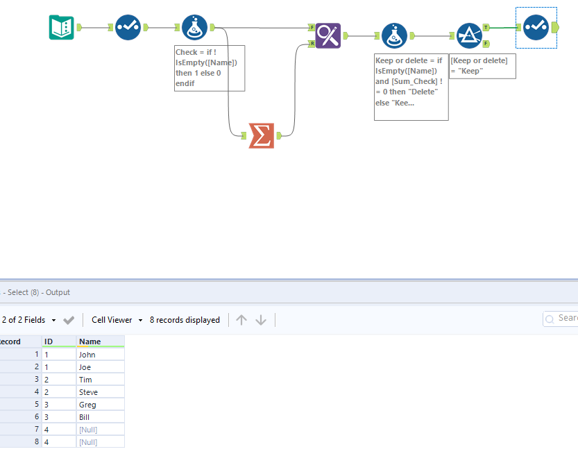 Solved Delete Blank Records with Duplicate IDs Alteryx Community