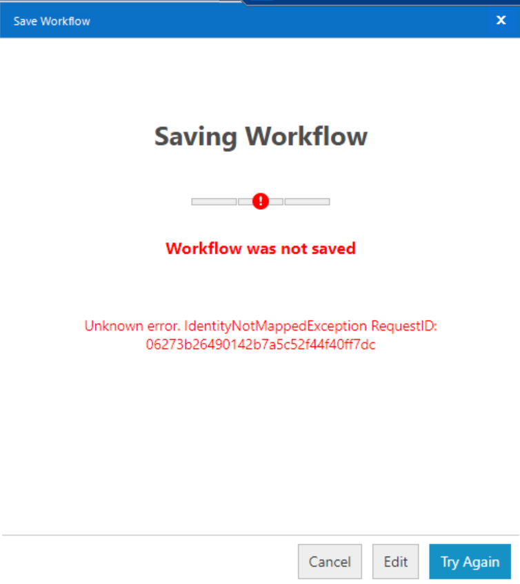 Error for saving workflow in the gallery.