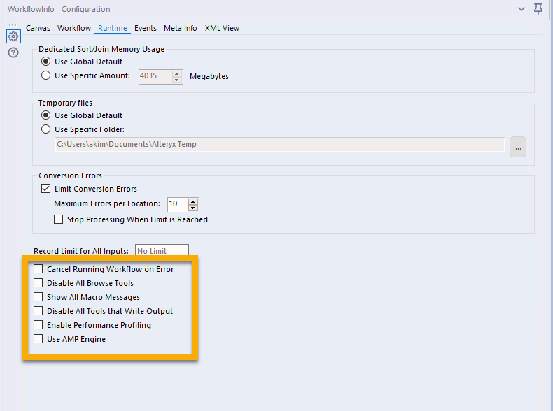 Runtime Configuration Settings