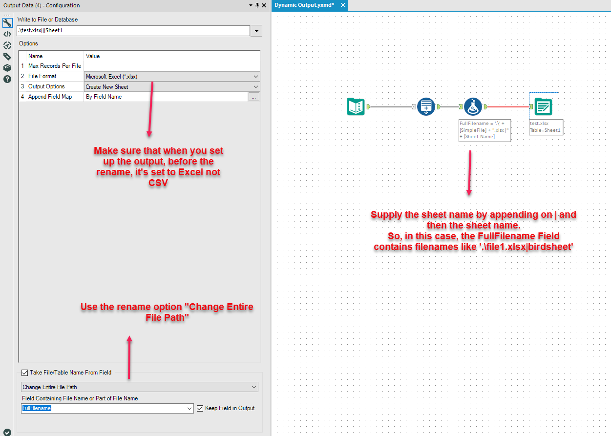 Solved Overwrite Sheet Drop To A Dynamically Named File Alteryx Community