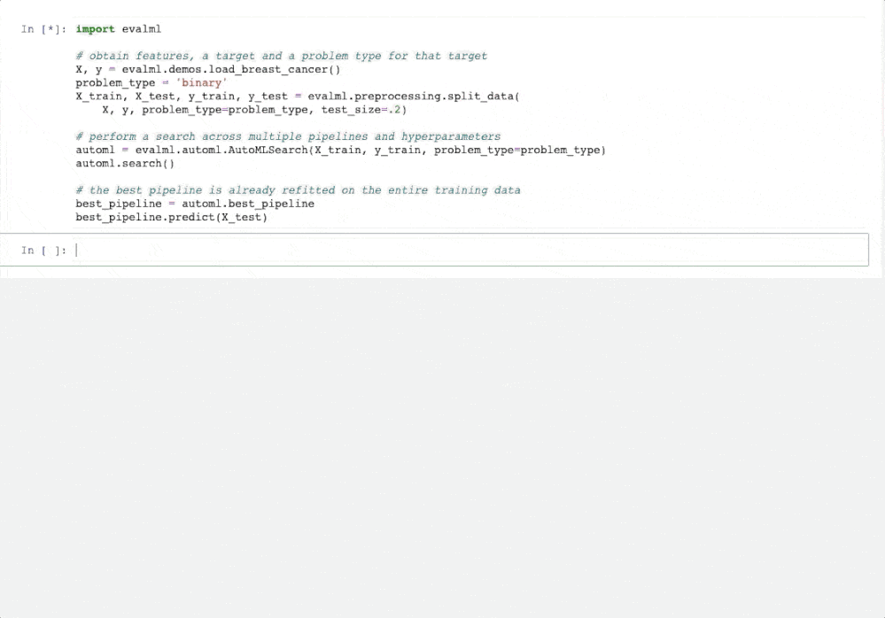 EvalML's AutoML search in action