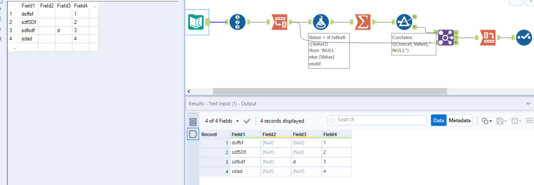 Null value in column. Alteryx connect.