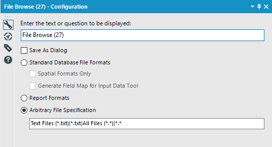 File Browse Interface Tool Configuration