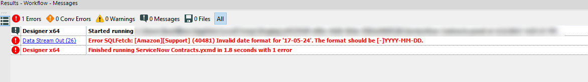 Solved: Error SQLFetch: [Amazon][Support] (40481) Invalid ... - Alteryx ...