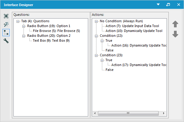 Interface Designer- make sure to nest each input option below its respective radio button