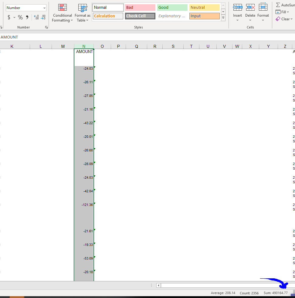 after selecting same data type
