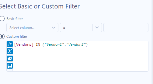 Filter Tool formula