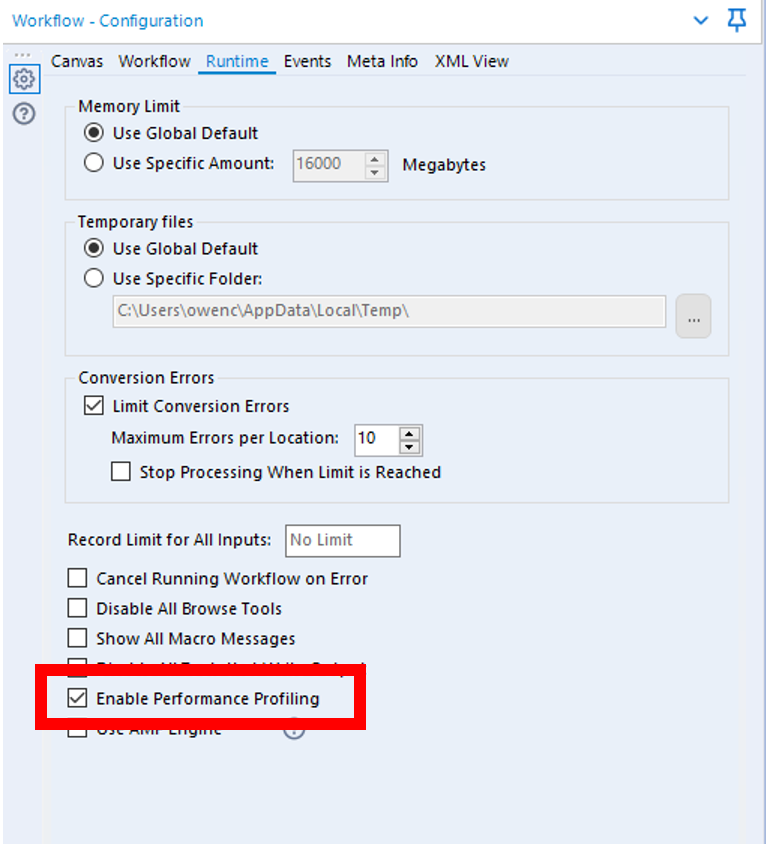 Solved Is it possible to enable Performance Profiling and... Alteryx