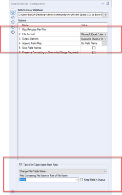 Excel Output tool setup