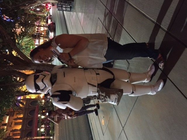 Andra from Ansira with a Storm Trooper on the strip