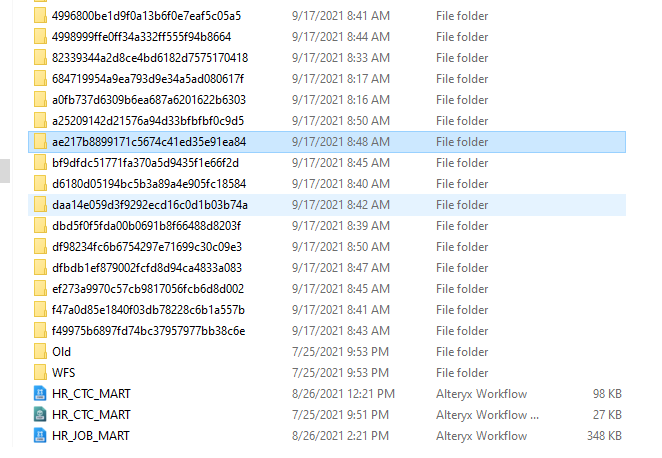 Files being created in the Folder where WFs are there.