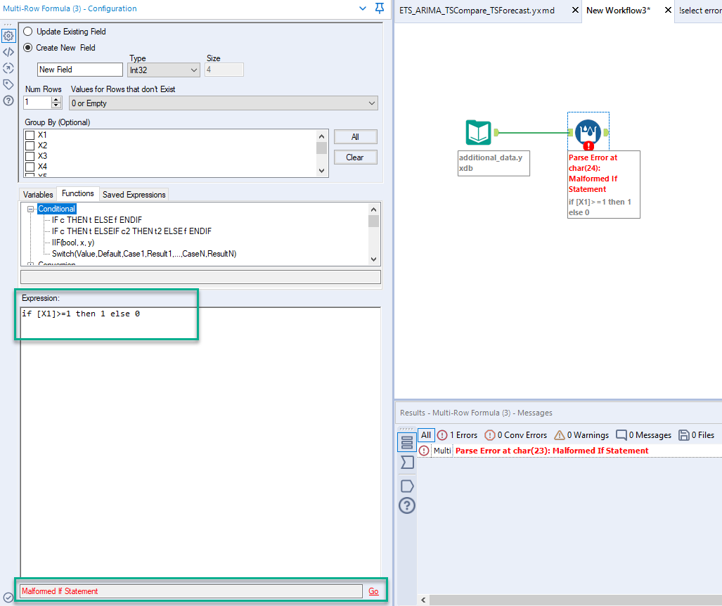 Error Parse Error at char(n) Malformed If Statement
