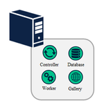 Starter Architecture A- Single node with Controller, Worker, Database, and Gallery services.