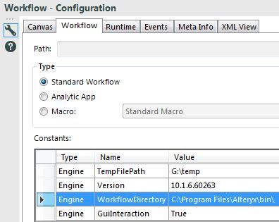 Workflow path engine constant