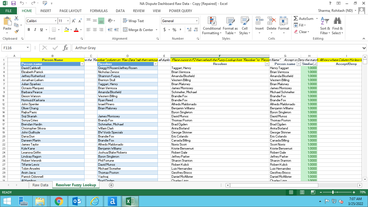 Fuzzy match between two column on one sheet - Alteryx Community