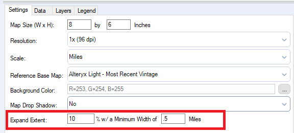 Report Map settings (Expand Extent)