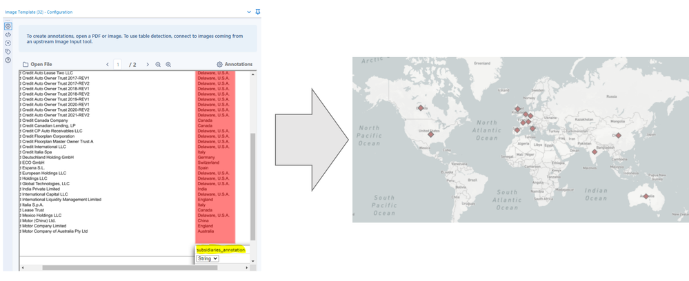 Visualization of the company’s subsidiaries globally