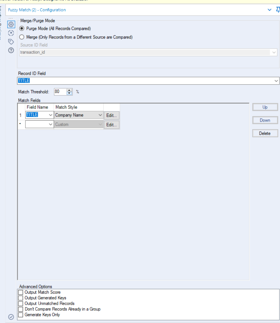 Solved: Fuzzy Match Tool Outputs Generates Different Resul... - Alteryx ...