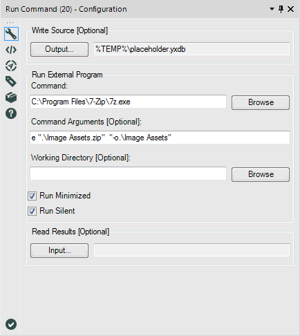 A look at the RunCommand tool config using 7zip