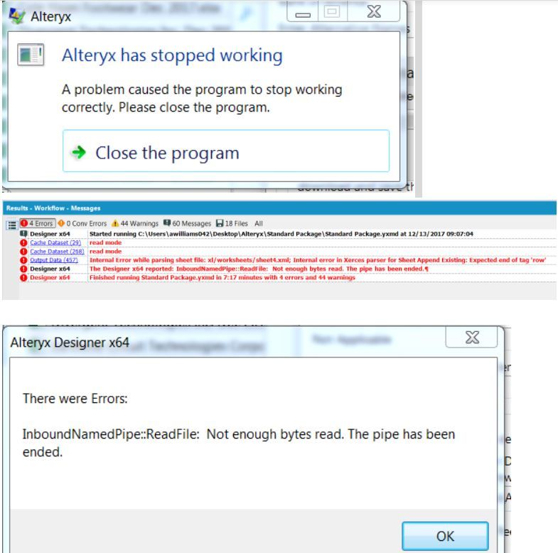 Alteryx Error Messages