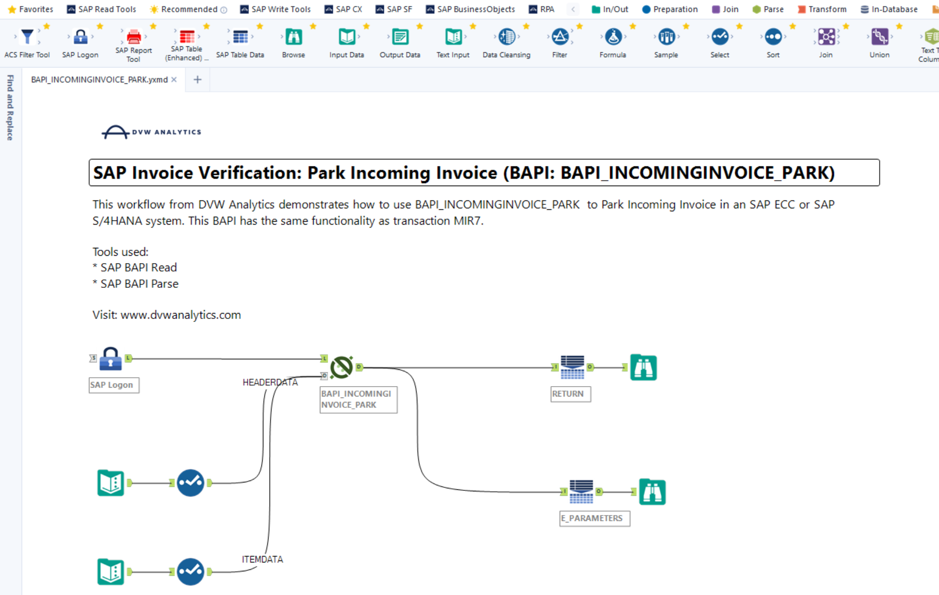 SAP Invoice Verification Park Invoice (B... Alteryx Community
