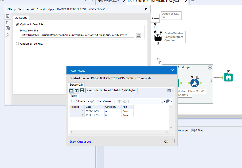 Solved Radio button prompt user to select Input File Alteryx Community