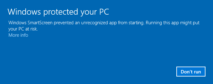 Windows SmartScreen prevented an unrecognized app