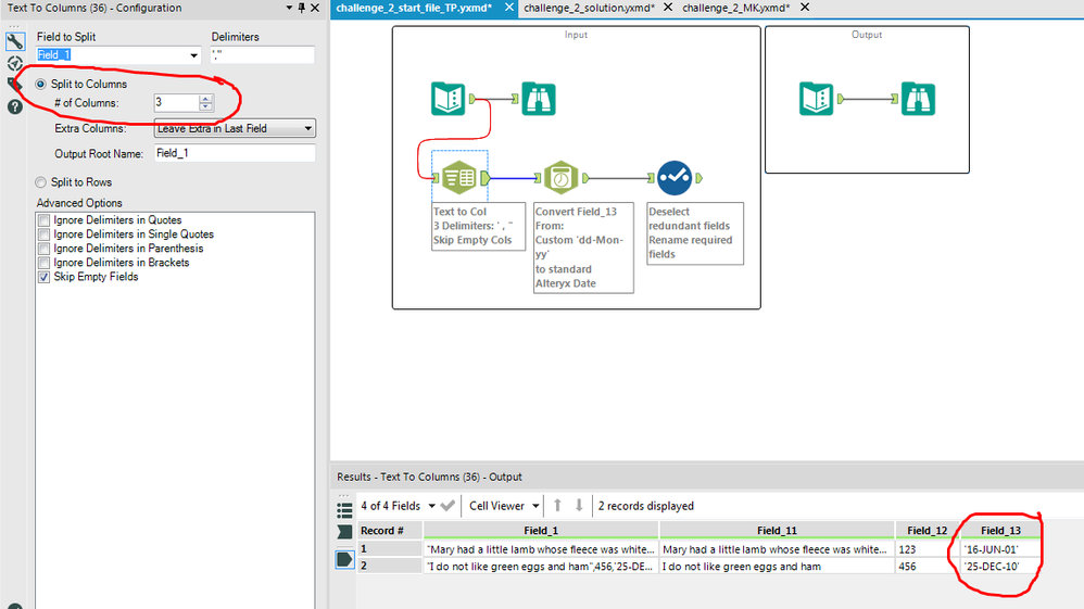 3 columns leaves in the single quotes