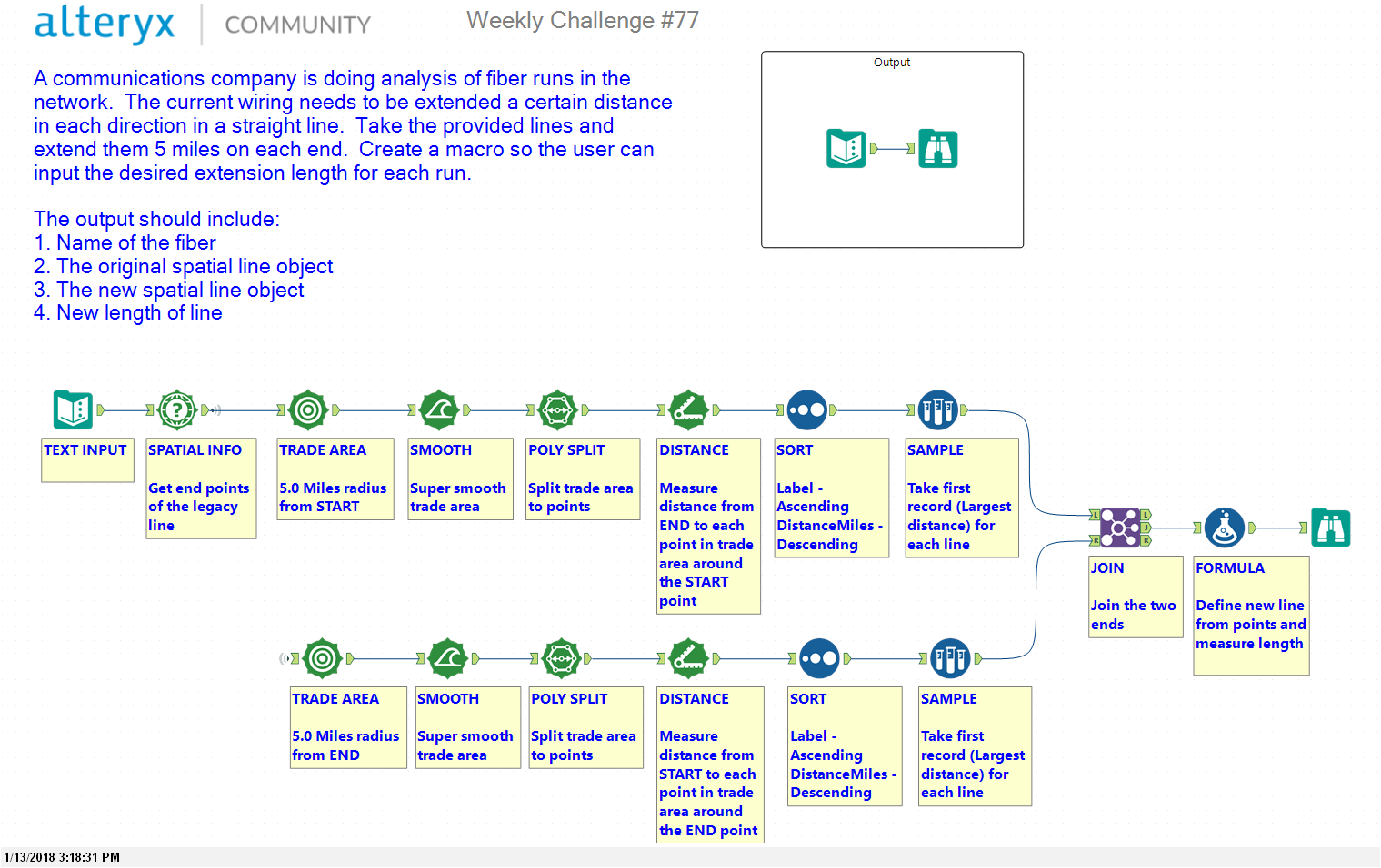 Challenge 77 Extending Spatial Lines Alteryx Community