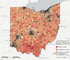 Figure 4: Census Tract Estimates of the Percentage of Individuals Age 18 and Over who Abuse or are Dependent Upon Opioids in Ohio