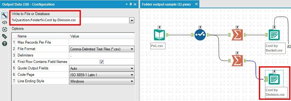 What the "Write to File or Database" destination is on the second Output Data tool in your original file