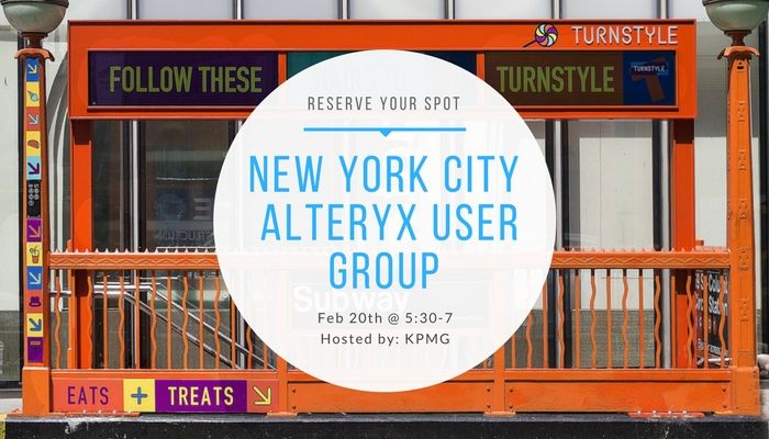 2/20 NYC Alteryx User Group Meeting - RSVP TODAY!