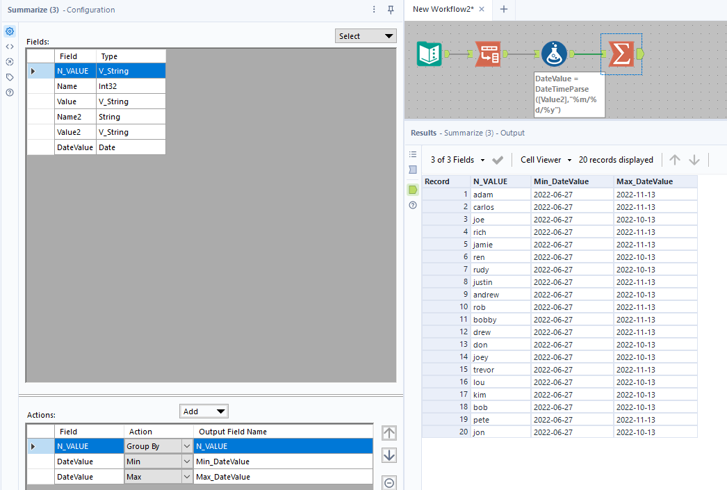 Max and Min Date with a multi row tool Alteryx Community