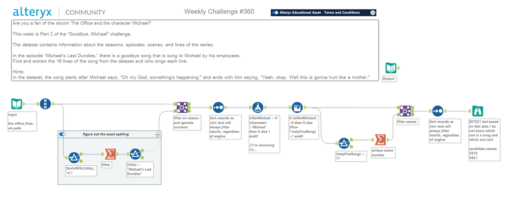 The shortest possible solution is, I think, with 6 tools: Input>Filter>MultiRow>(branch)Filter+Join(back)>Browse