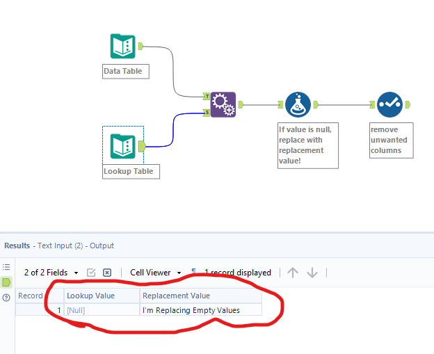 Solved If field is blank, then do a lookup otherwise keep... Alteryx