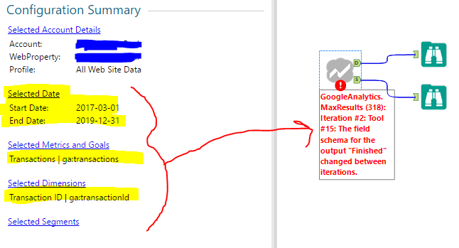 Selecting Date and Transaction ID led to an error...