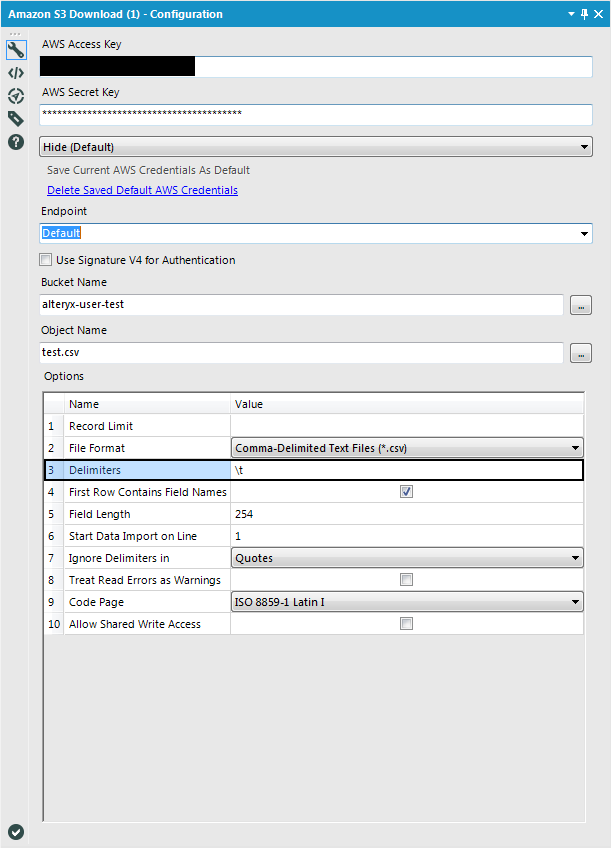 Amazon S3 TSV Connection Alteryx Community
