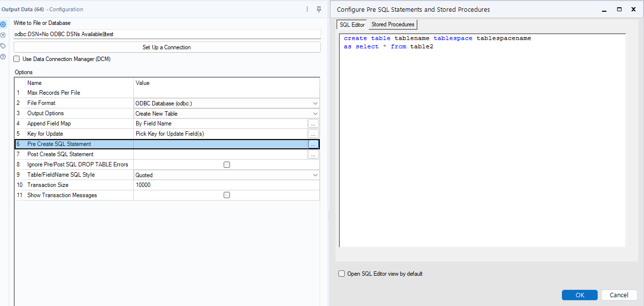 Solved: Assign tablespace for table that will be created d... - Alteryx ...