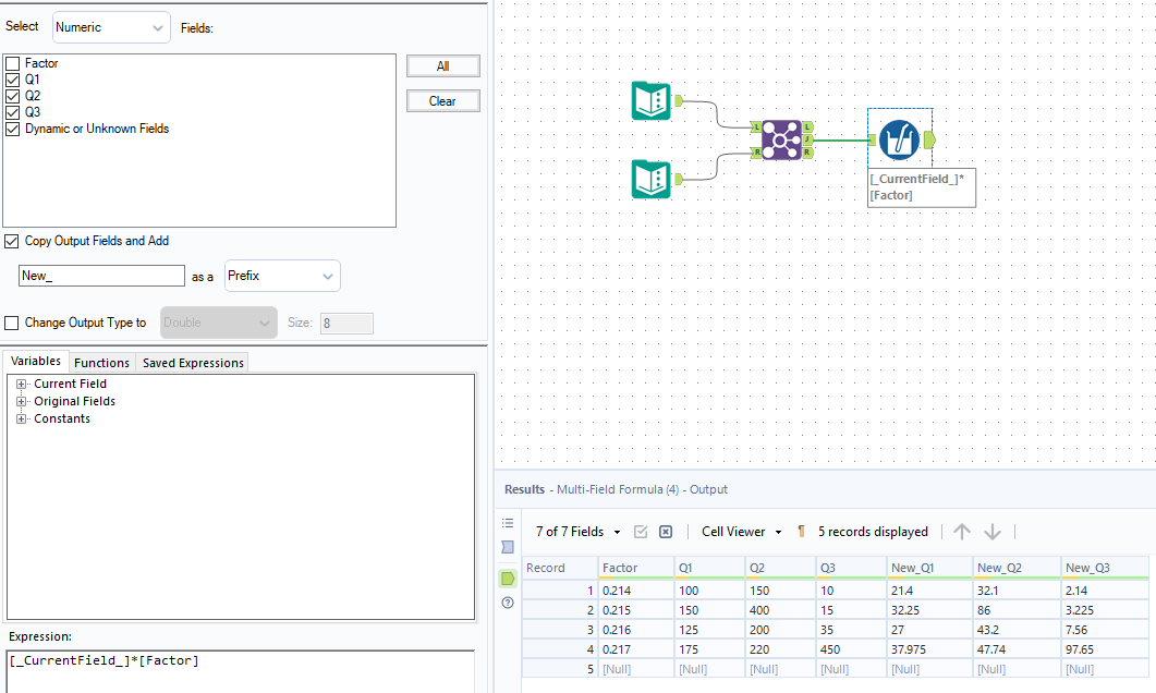 Solved: Multiply a Column with Value in Data set 1 with Al... - Alteryx ...