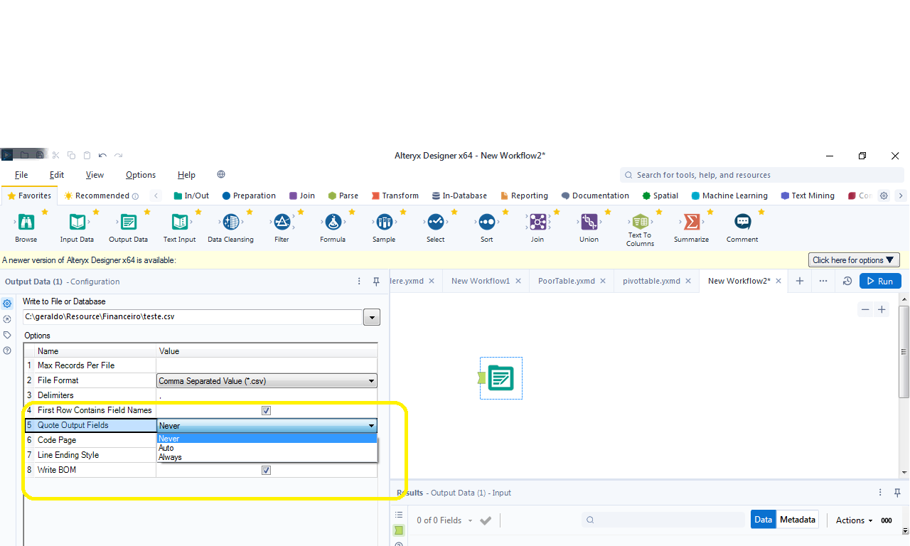 Outut To Txt File With One Or More Delimiter Alteryx Community 9968