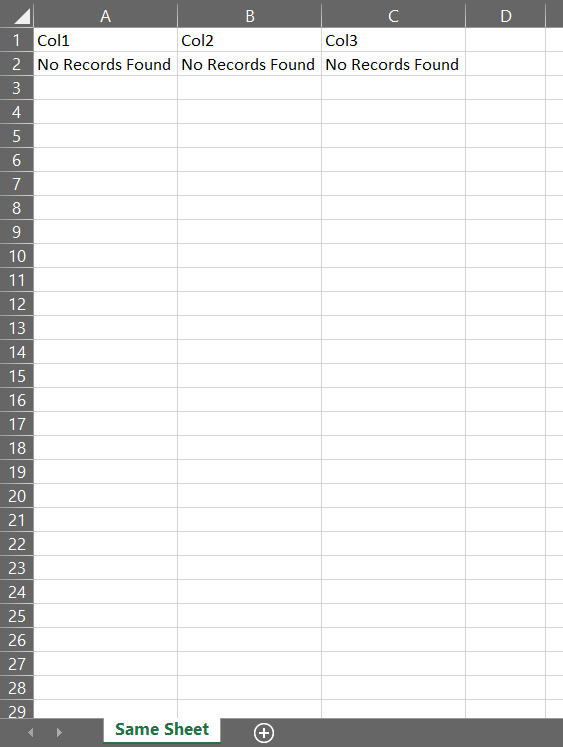 Output with no data/rows